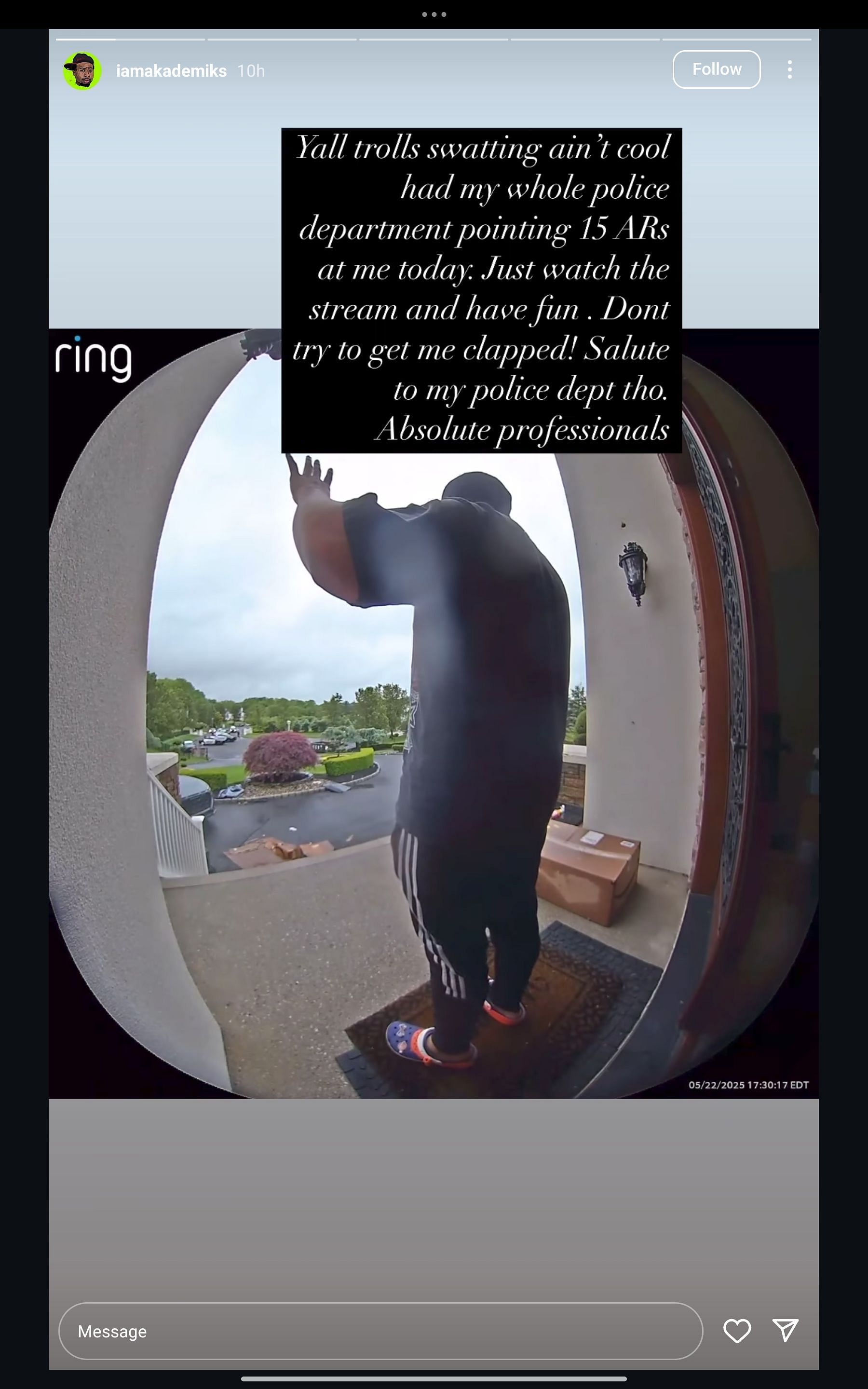 DJ Akademiks' Ring camera footage, (Photo via Instagram/@iamakademiks)